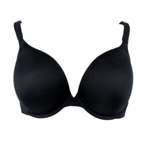 Lane Bryant Cacique Smooth Boost Plunge Bra Solid Satin Size 40C Black